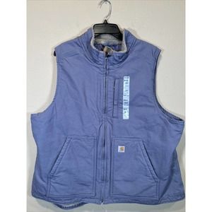 NWT Carhartt Vest Women's XXL 20 Light Blue Canvas Sherpa Lined ￼Workwear